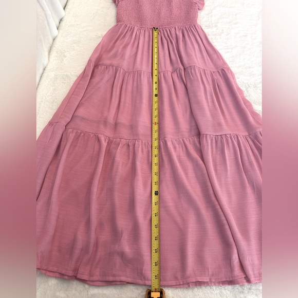 Lee Pink, Super Soft, Lightweight, Smocked Top, Tiered Skirt, Maxi Dress- size M - Picture 12 of 13